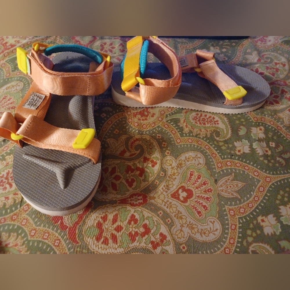 suicoke 5 36 pink blue grey sandals flats shoes